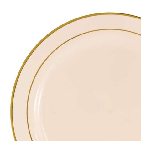 Smarty Had A Party 7.5" Ivory with Gold Edge Rim Plastic Appetizer/Salad Plates (120 Plates), 120PK 137G-CASE